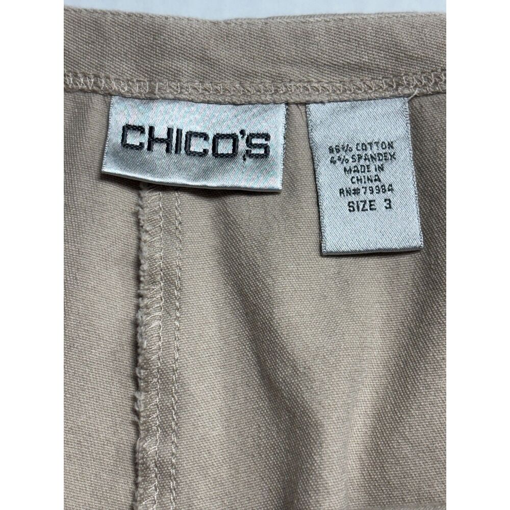 Chicos Pants 3 ( XL 16) Tan Beige Ankle Slim Leg Pull On Zipper Side Casual - Picture 3 of 9